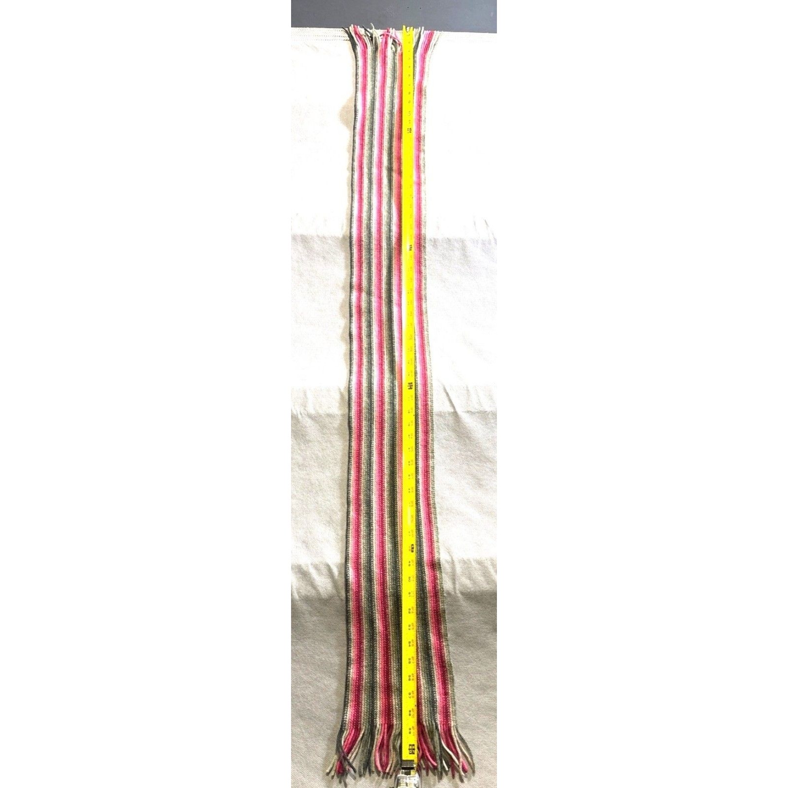 Vntage Jigsaw Junior Pure New Wool Striped Scarf Multicolor Fringe Scotland Made — image 8 of 8